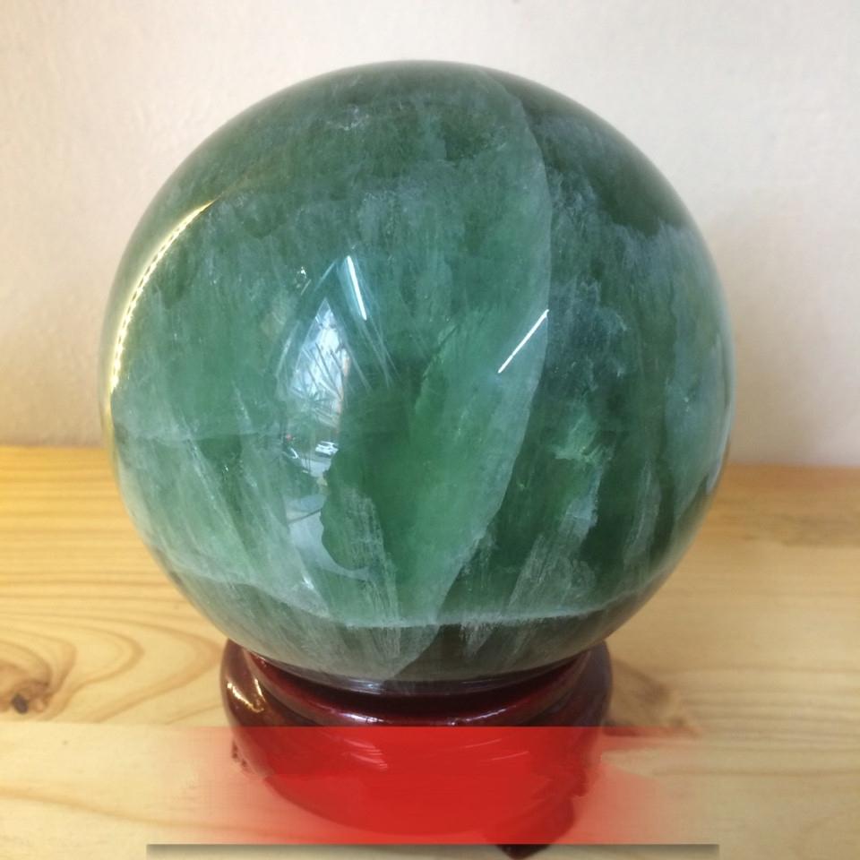 [HCM]QUẢ CẦU ĐÁ THẠCH ANH XANH 7P ~ 8P( TẶNG KÈM CHÂN ĐẾ )