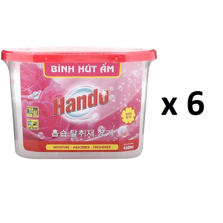 Combo 6 Bình hút ẩm khử mùi hương thơm hoa hồng Hando 450ml HLS437