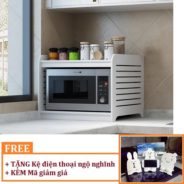 Kệ bếp, kệ lò vi sóng 2 tầng TẶNG Kệ điện thoại ngộ nghĩnh HOME DECOR