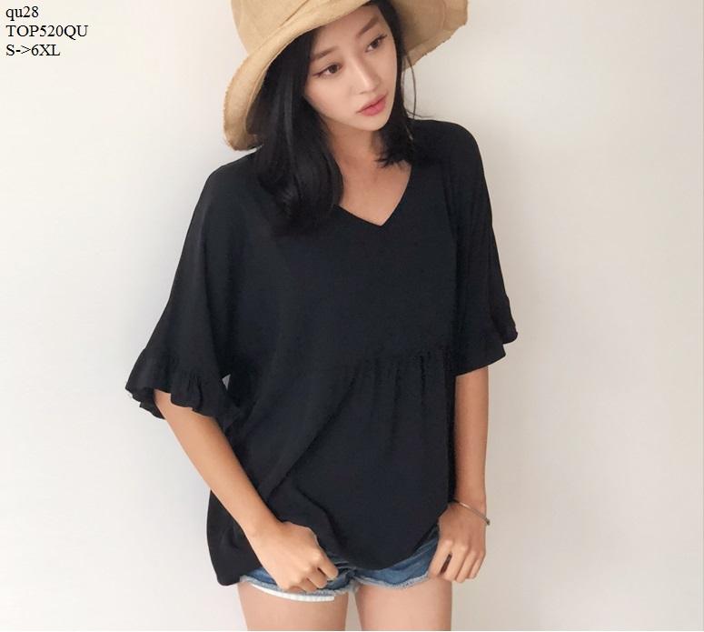 Top520qu áo kiểu nữ cổ tim tay lỡ