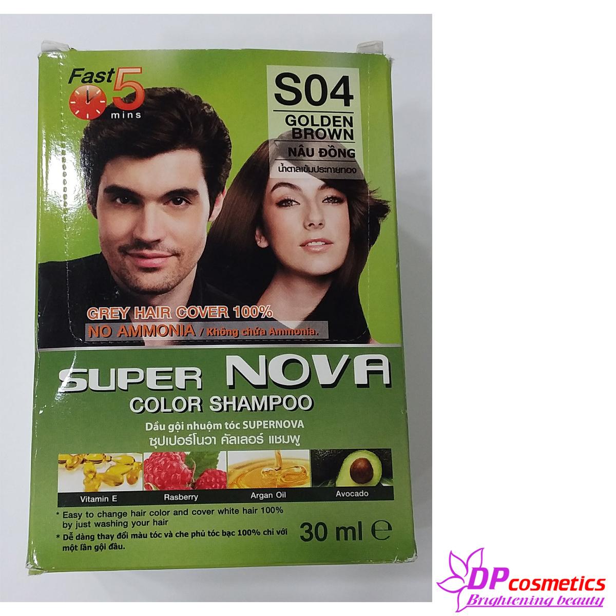 Box 12 pack shampoo hair dye color Super Nova Brown (S04)