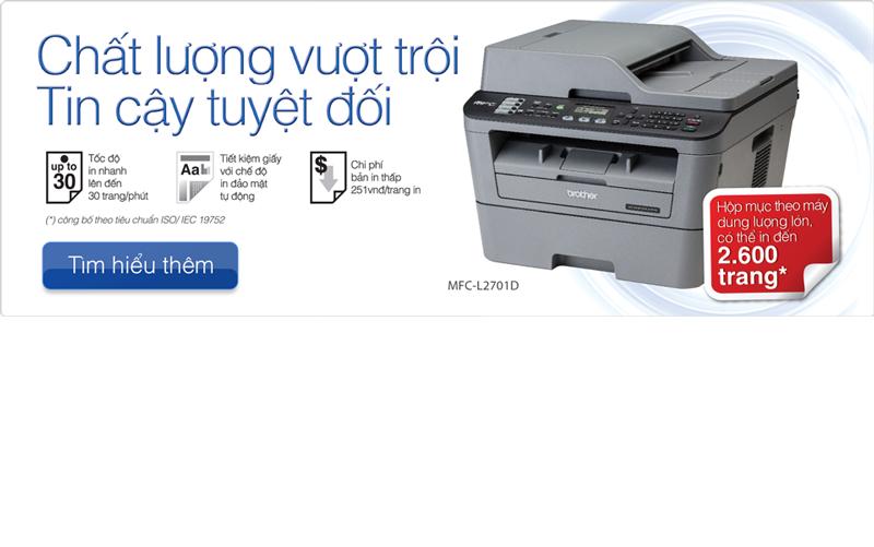 Máy in laser đa chức năng Brother MFC-L2701D (Đen)