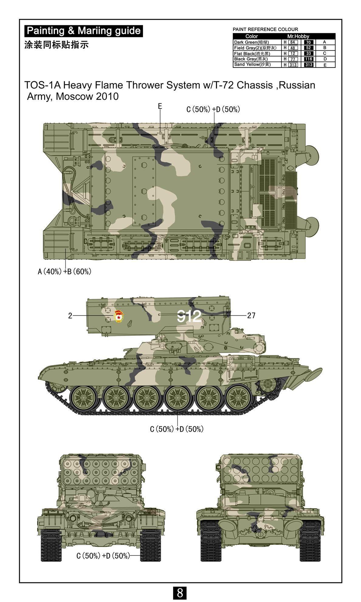 Mô hình lắp ghép xe chiến đấu TOS-1A (T-72 chassis)