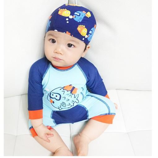 Đồ bơi bé trai liền thân đáng yêu kèm nón