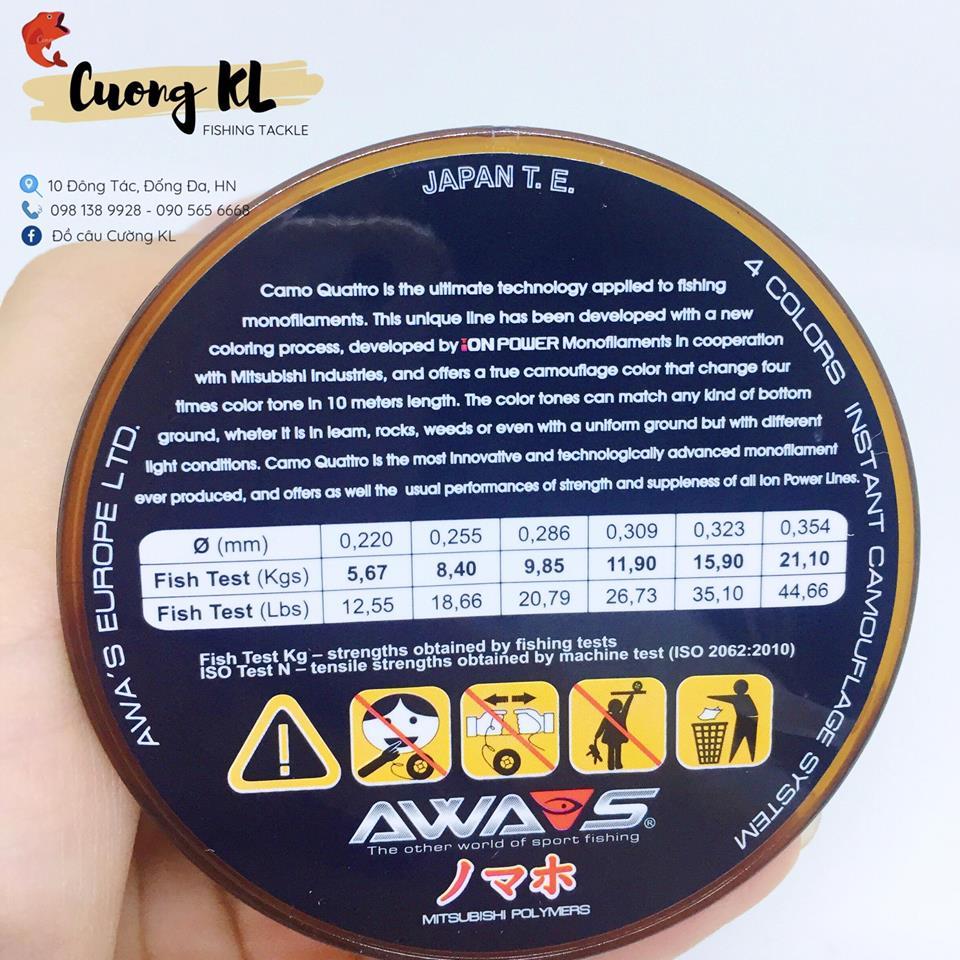 Cước câu cá Nhật dòng Ion Awas Camo 600m