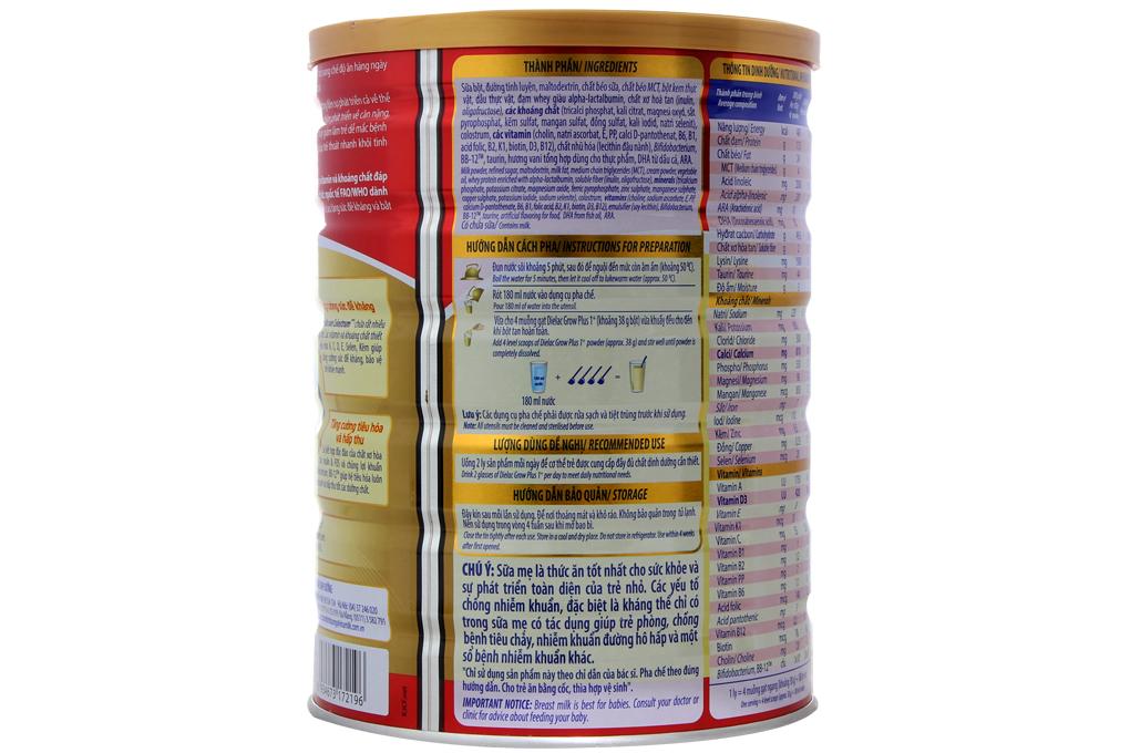 Sữa bột Vinamilk Dielac Grow Plus 1+ Lon Đỏ 900g (dành cho bé từ 1 - 2 tuổi)