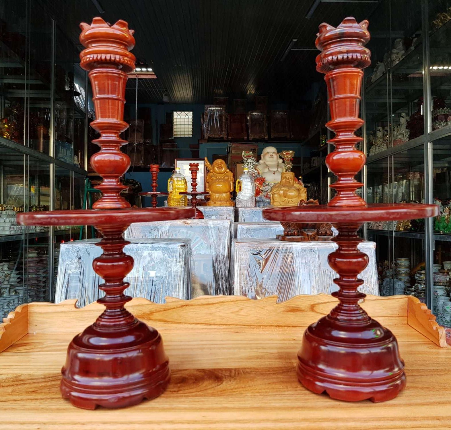 Cặp chân đèn gỗ xà cao 50 cm