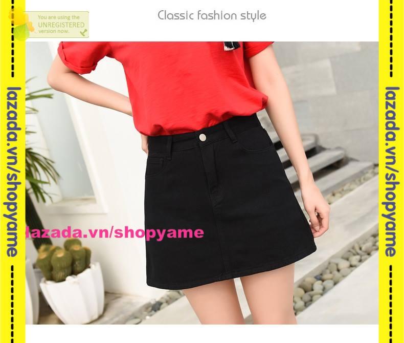 Chân Váy Kaki Đen Đơn Giản Yame mt693