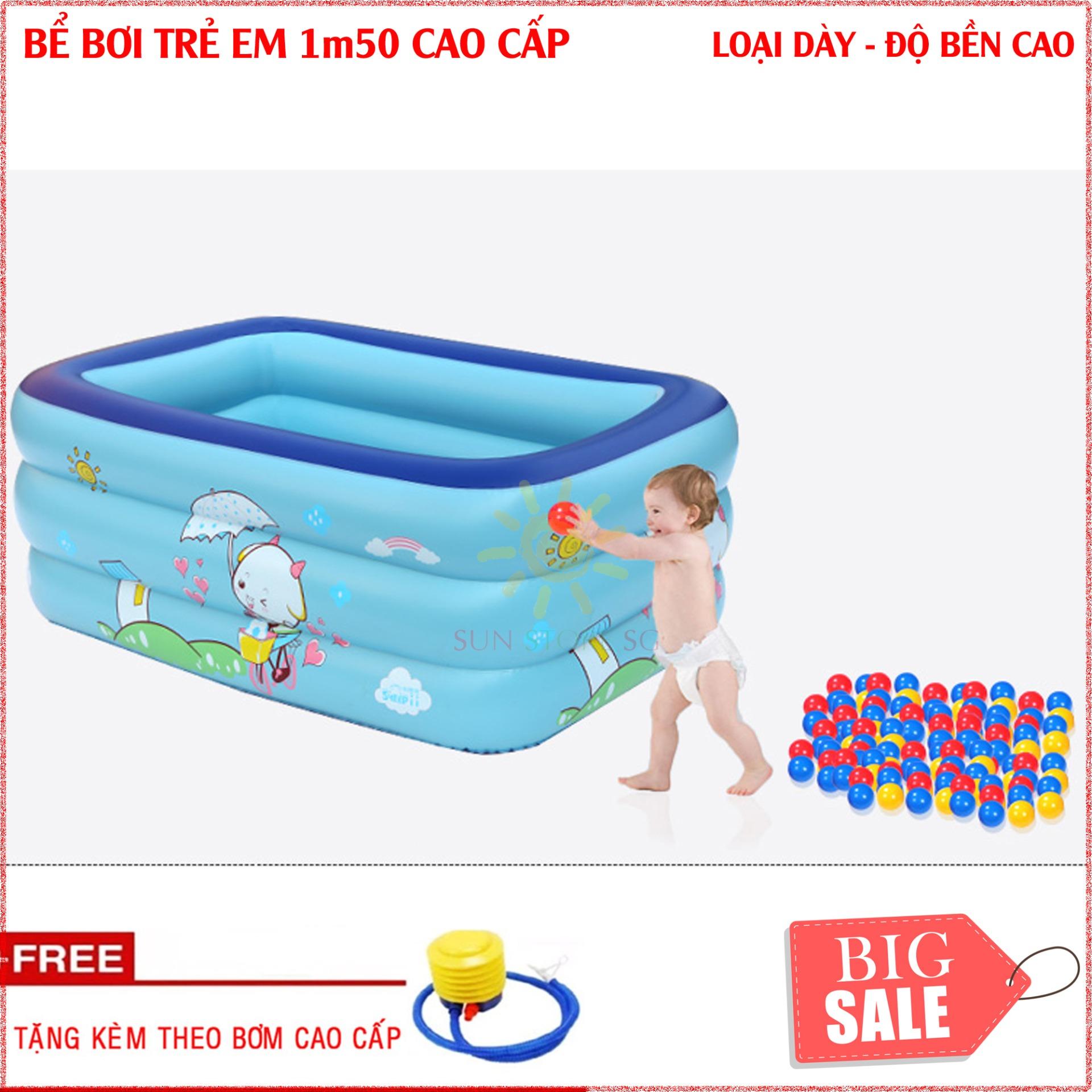 Ho Boi Di Dong Cho Tre Em - Bể Bơi Phao Trẻ Em 3 Tầng Hình Chữ Nhật Khổ 150X105X60 Mẫu Mã Thiết Kế Đẹp Mắt Với Các Họa Tiết Nghộ Nghĩnh - Giúp Bé Thỏa Thích Vui Chơi Xua Đi Cái Nóng Nực Mùa Hè - Ưu Đãi Cực Sốc 50% Ngay Hôm Nay