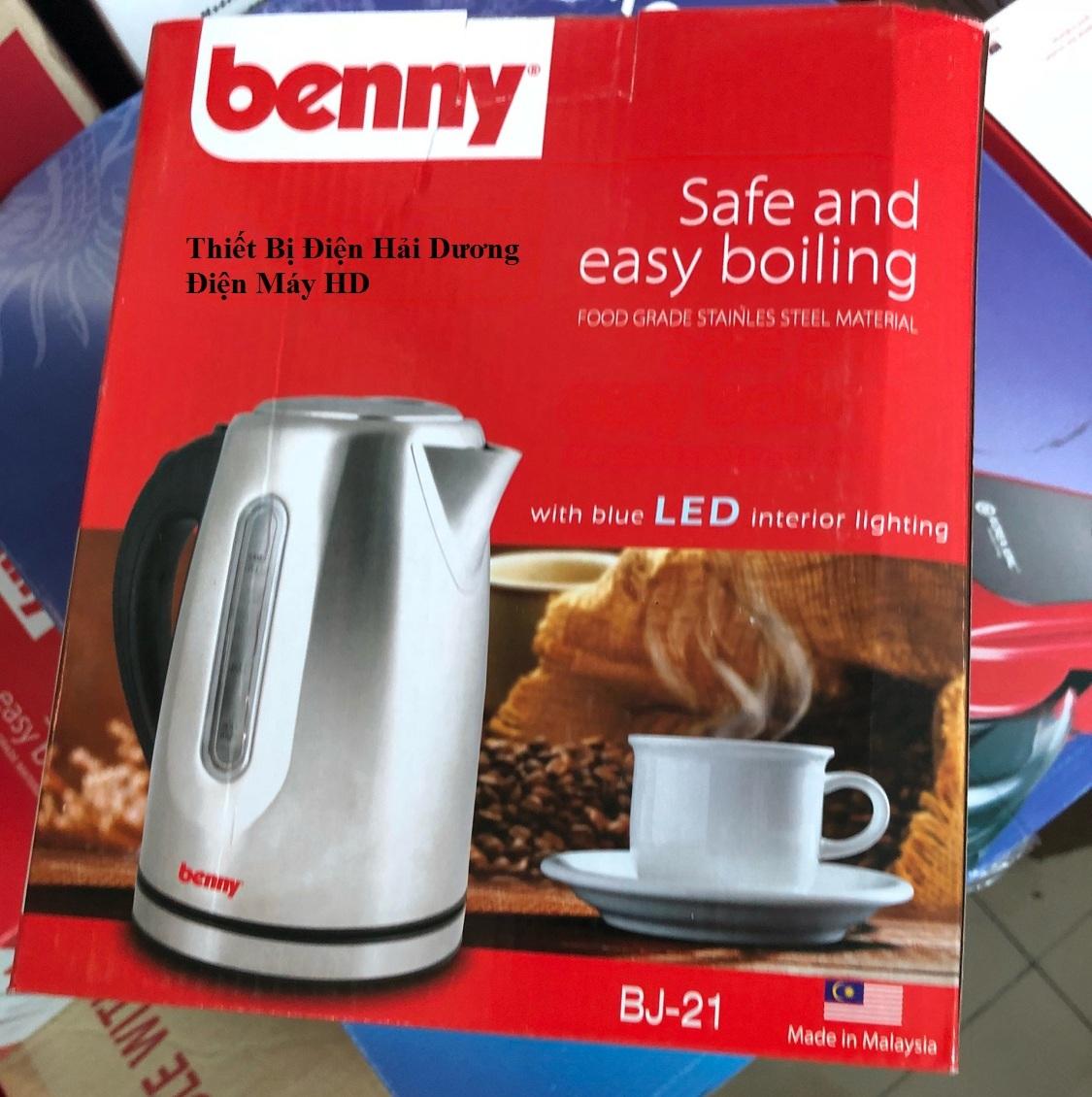 Bình siêu tốc Benny BJ-21 1.7L (Màu Bạc) - Bảo hành 1 năm