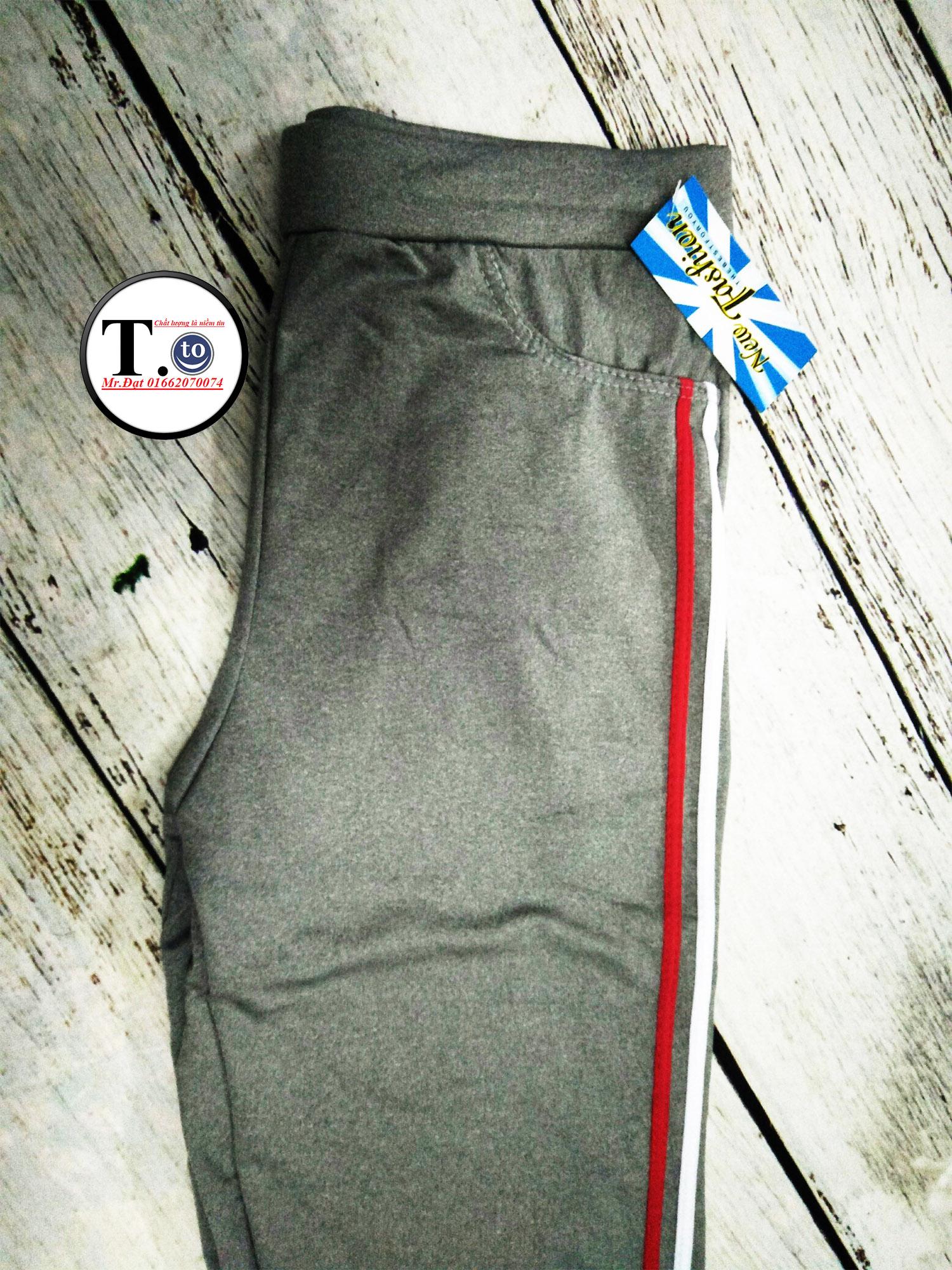 [HCM]Quần Thun Nữ - legging ( 2 sọc trắng đỏ)
