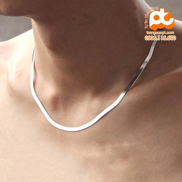Dây chuyền inox nam dây mì dẹp 3mm cực đẹp