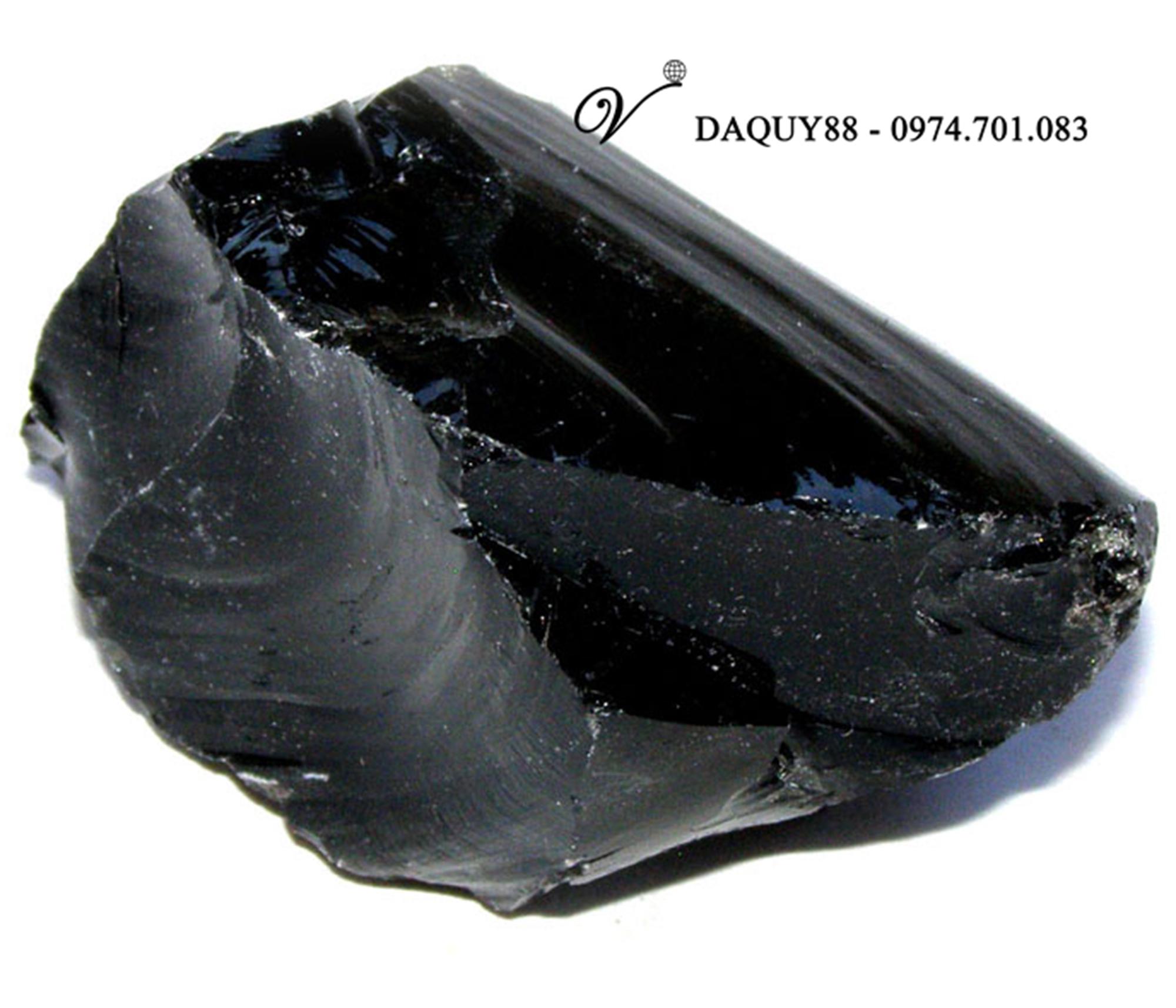 Quả cầu phong thủy đá núi lửa obsidian đen tự nhiên 9cm