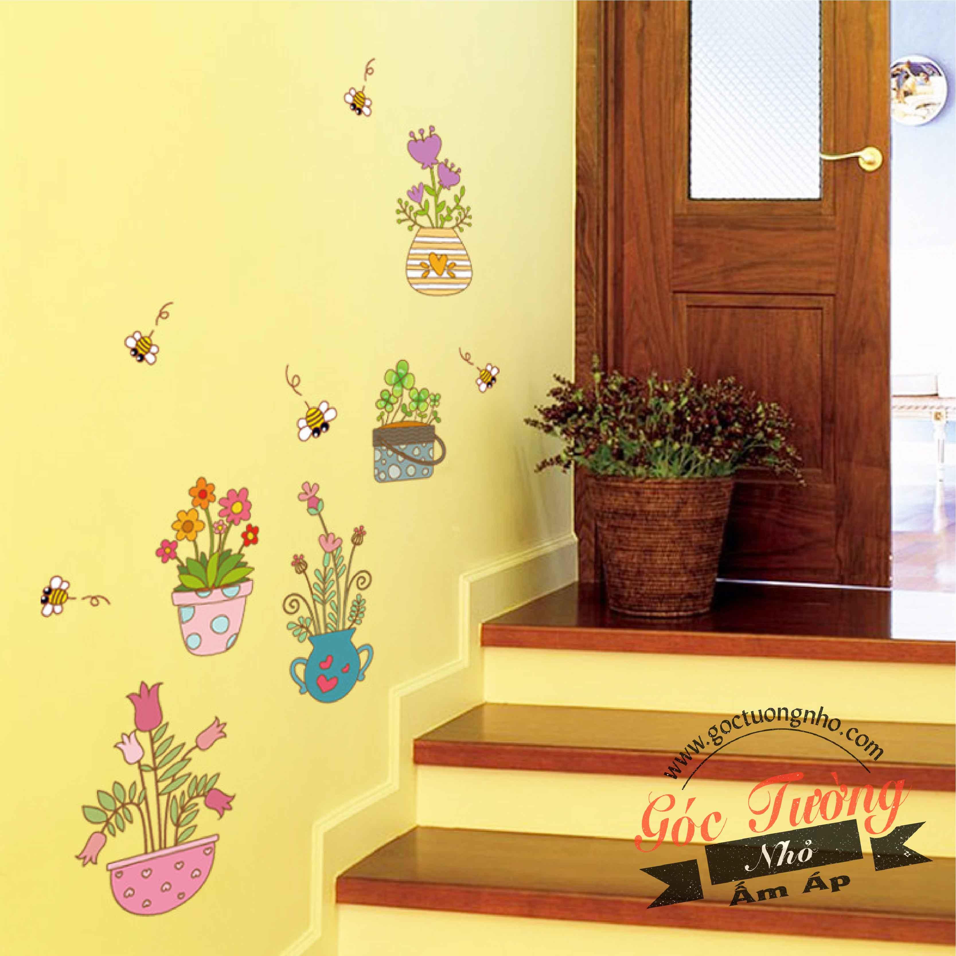 DECAL DÁN TƯỜNG HÌNH CHẬU CÂY SK7065
