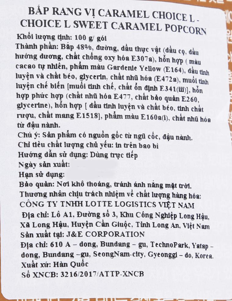 Bắp Rang Vị Caramen Choice L (GS) 150g