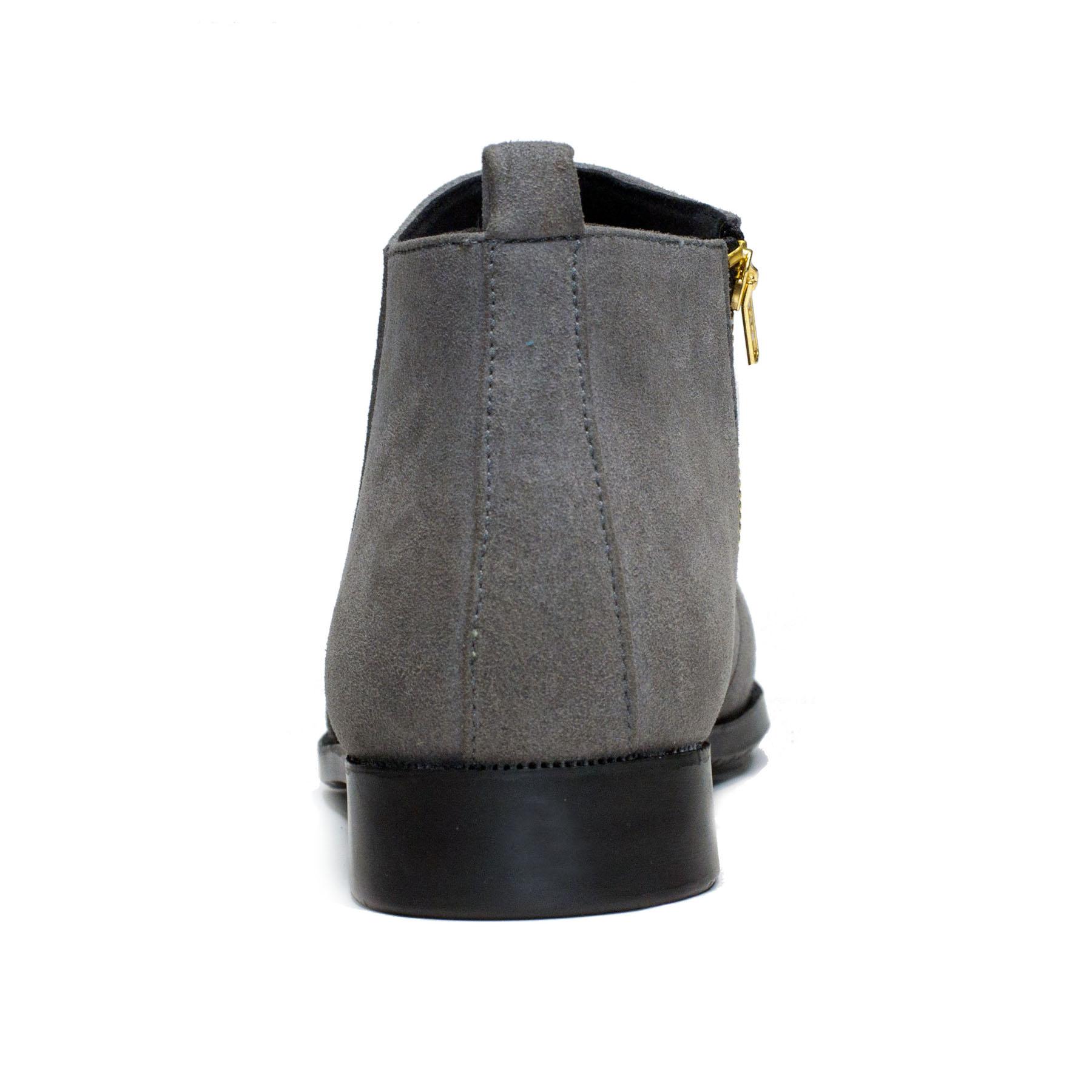 Giày Chelsea boot nam đẹp cổ khóa da xám CB523(TL)