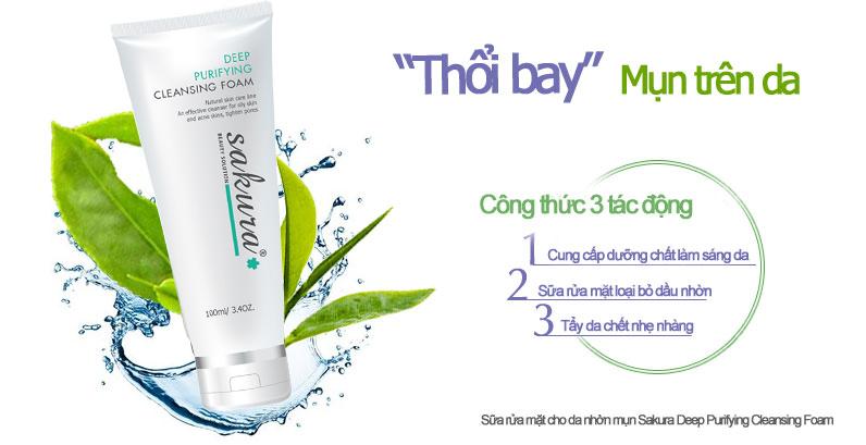 [HCM]Sữa Rửa Mặt Cho Da Mụn Sakura Deep Purifying Cleansing Foam 100ml