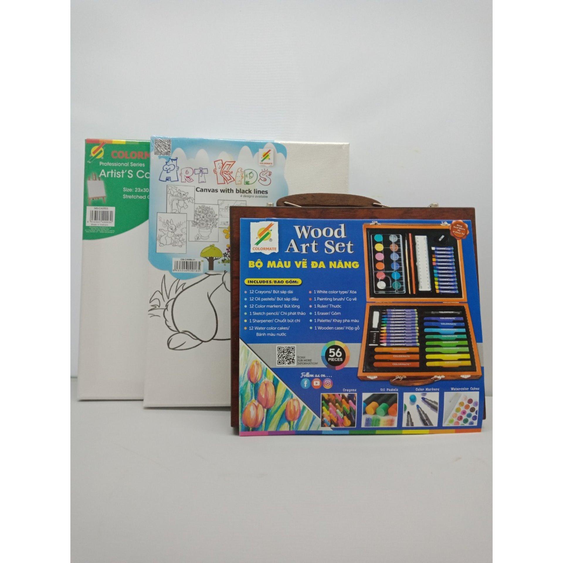 COMBO1: Hộp gỗ MS-67W + Khung Canvas trắng + Canvas hình COLORMATE