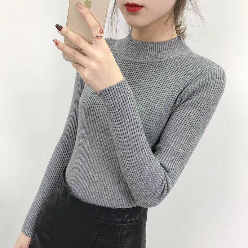 Áo LEN GÂN cổ 3 phân thời trang
