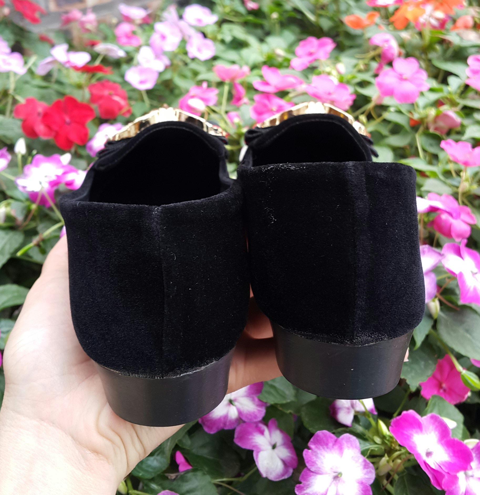 Giày bệt nữ nhung đen 