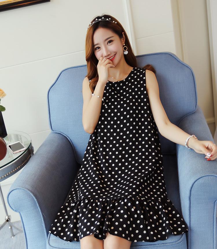 Đầm ( Váy) Bầu Dáng Suông Đuôi Cá Chấm Bi
