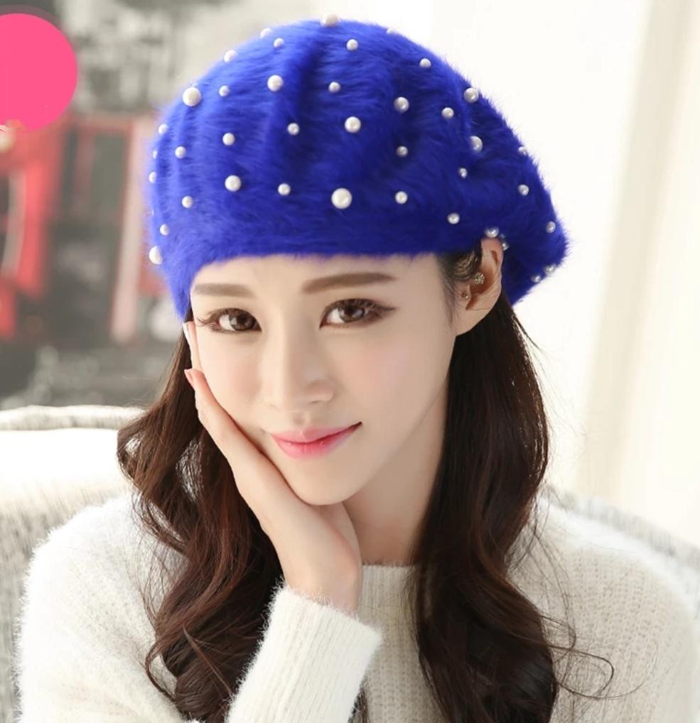 [HCM]Mũ beret nữ lông thỏ cao cấp
