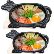 Bộ 2 Chảo Gang Bò Né Kèm 2 Đế Gỗ  Loại Dày HVNCLC