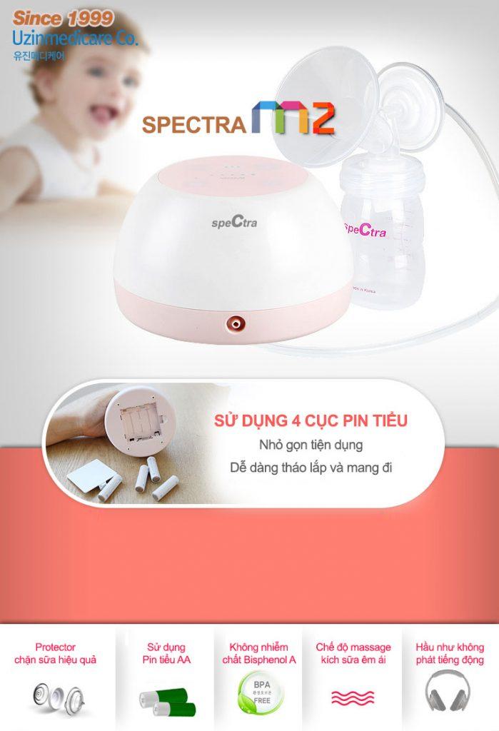 Máy hút sữa điện đơn Spectra M2 Made in Korea (có thể dùng pin)
