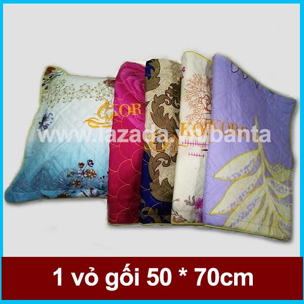 1 vỏ gối nằm 50 x 70cm cotton đẹp mắt, may viền (giao màu ngẫu nhiên)