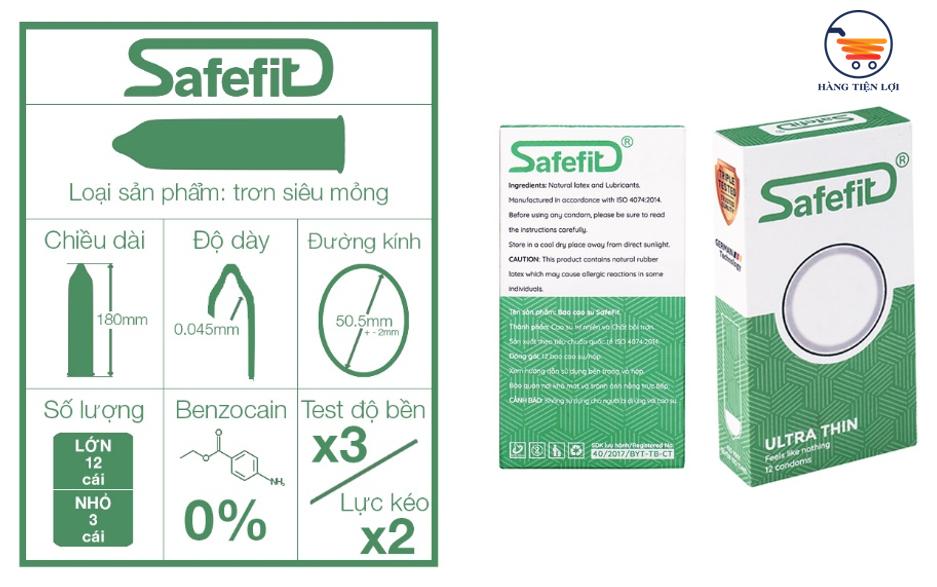 Bao cao su Siêu mỏng Safe Fit Untra thin - 3 chiếc