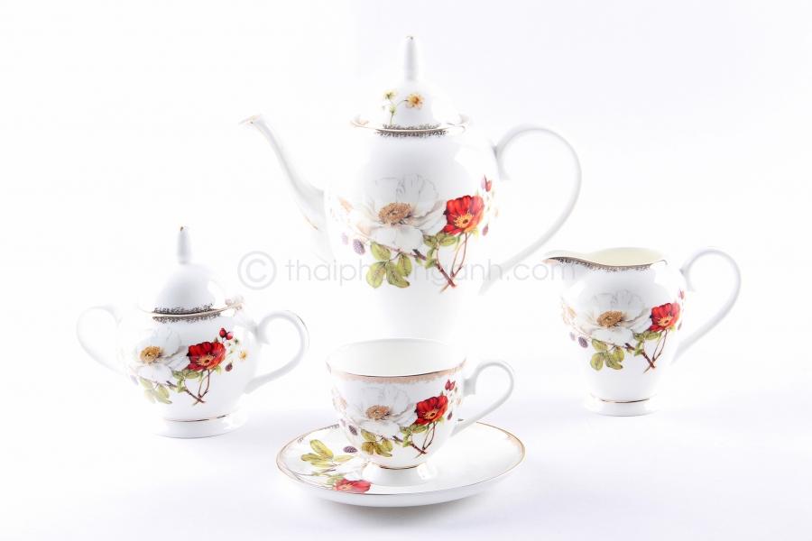 Bộ ấm trà/ cafe 15 món Sứ Xương Royal Houseware 15788L