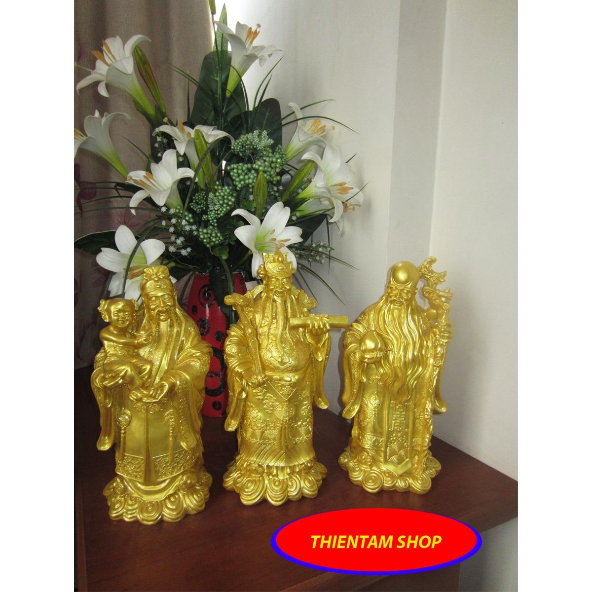 [HCM]Bộ tượng đá Phúc Lộc Thọ vàng đại (TDV37)