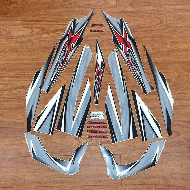 Trọn bộ tem xe Wave RSX màu xám đen tân trang xe như mới G106-2