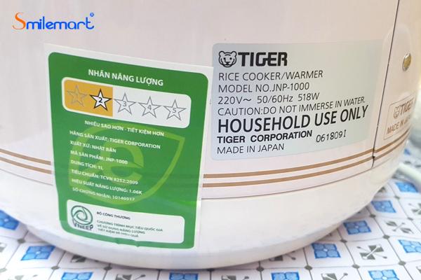 Nồi cơm điện Tiger JNP-1000 1L