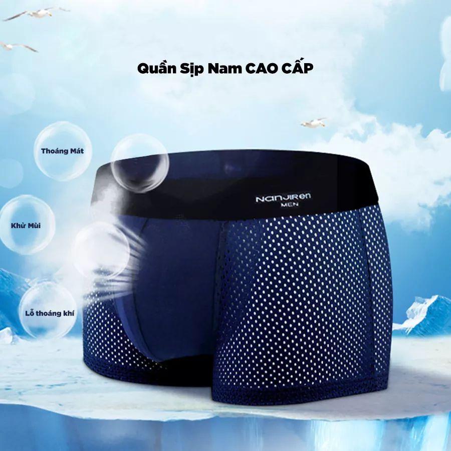 Bộ 4 quần boxer nam chất lụa thông hơi cao cấp PK365CK