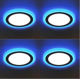 Combo 4 bộ đèn led ốp trần tròn 24w 2 màu 3 chế độ sáng trắng viền xanh thumbnail