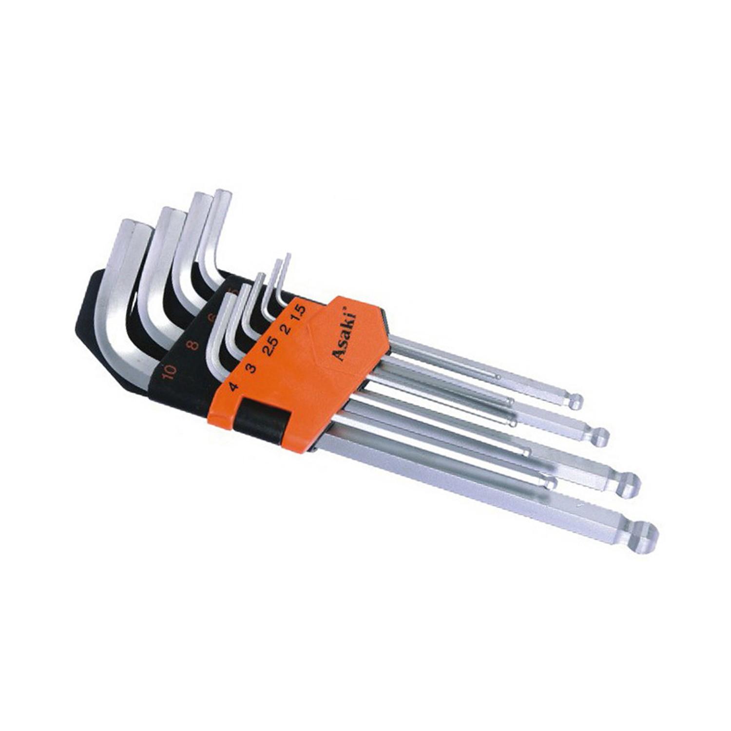 1.5-10mm bộ lục giác đầu bi 9 chi tiết asaki ak-0409