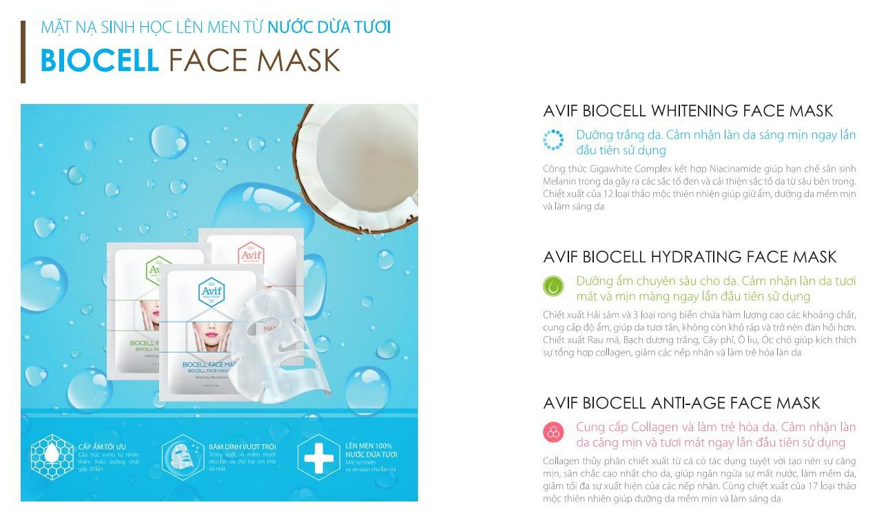 Mặt Nạ Nước Dừa Avif Biocell Làm Trắng Da
