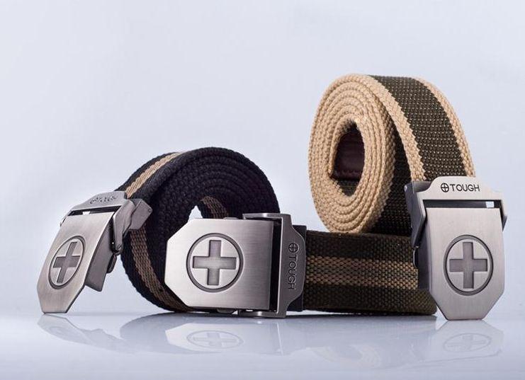 Dây nịt vải bố Touch mặt dấu cộng đơn giản Canvas Belt