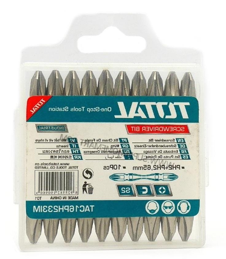 [HCM]BỘ 10 MŨI SIẾT VÍT 2 ĐẦU PH2+PH2 65 mm TOTAL TAC16PH233IM