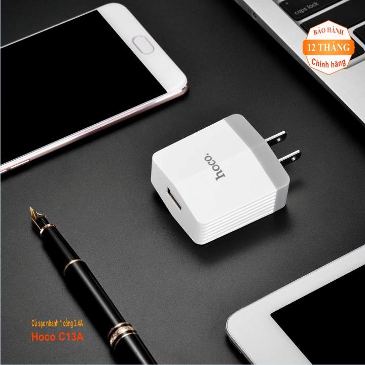 Củ sạc nhanh 1 cổng USB 2.4A Hoco C13A - BH 12 tháng