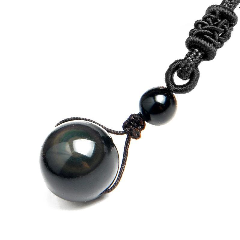 Vòng Cổ May Mắn Hạt Đá Phong Thủy Đá Núi Lửa Obsidian