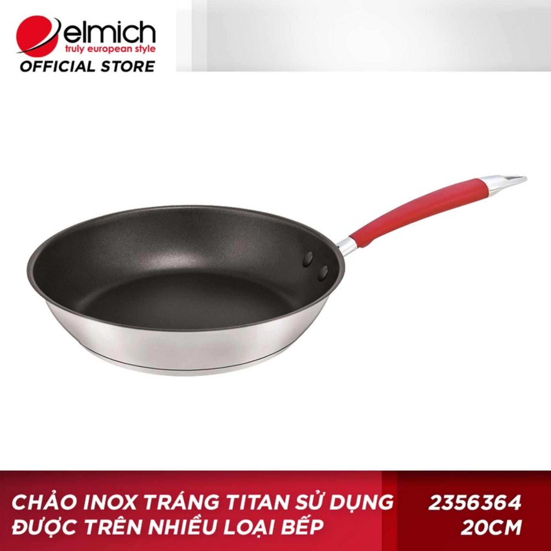 Chảo inox tráng Titan sử dụng được trên nhiều loại bếp Elmich-2356364 20cm (Bạc)