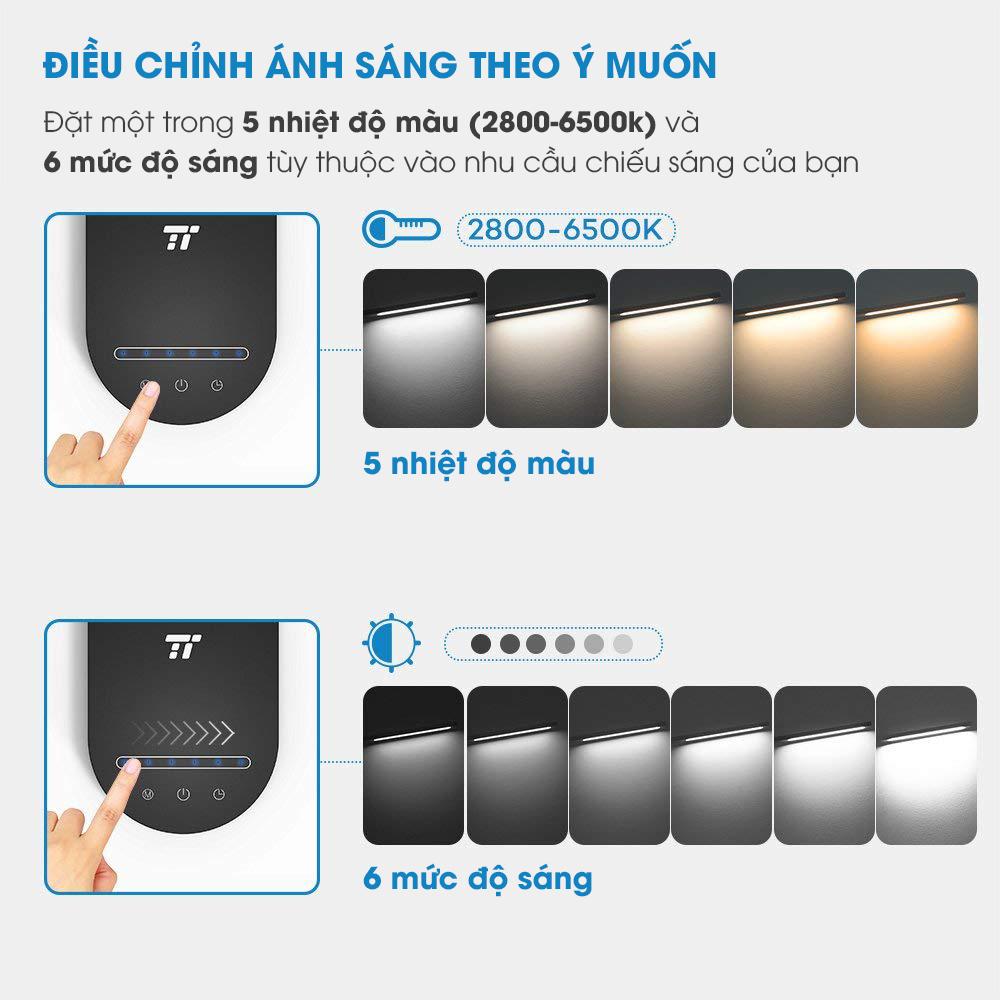 Đèn bàn học, bàn làm việc TaoTronics TT-DL030, 10W, 5 chế độ màu, 6 mức sáng, thân kim loại - An Tiến