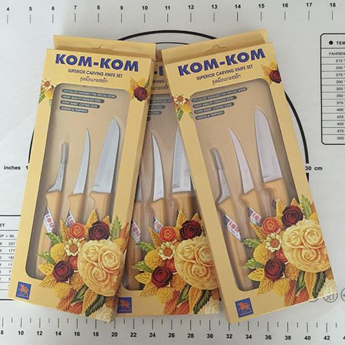 Bộ 3 dao tỉa Thái Lan Kom-Kom - Superior carving knife set