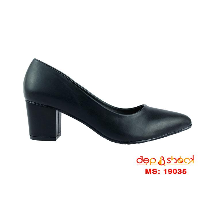 Giày Công Sở 5 Phân Màu Đen Mờ