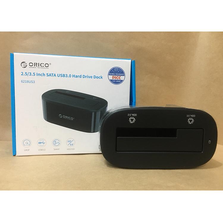 Khay đựng ổ cứng Docking ORICO USB3.0/3.5 /2.5  - 6218US3 (1 khe hình bầu dục màu đen)