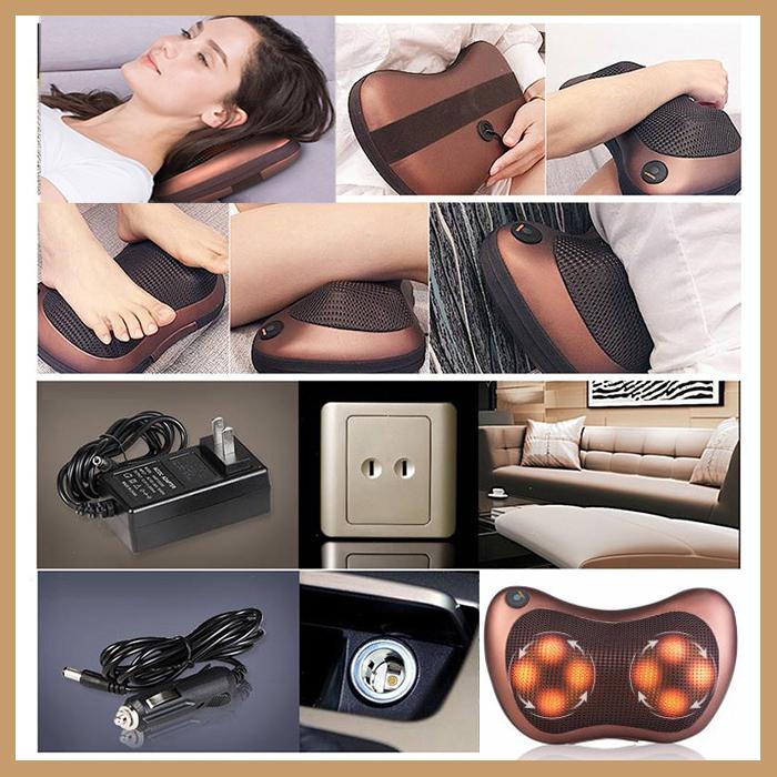 [HCM]Gối Massage hồng ngoại 8 Bi đa năng