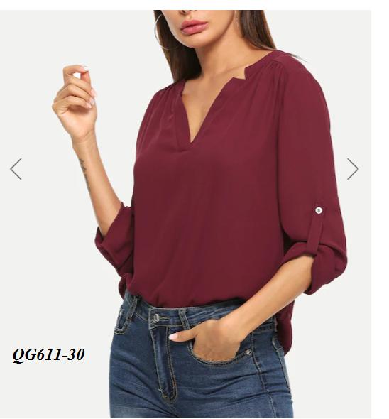 Áo sơ mi tay lỡ cổ v - size s-6xl
