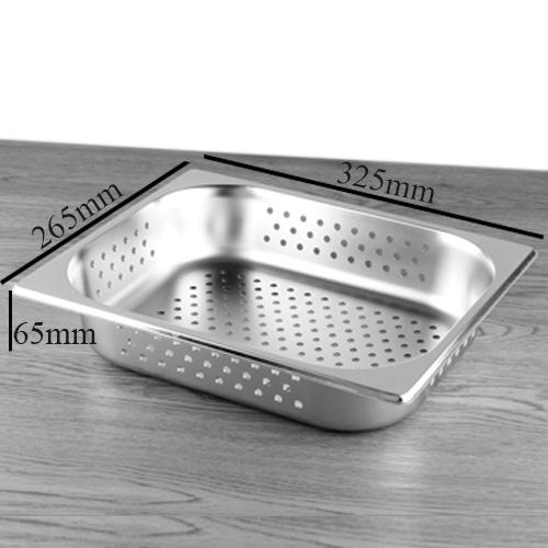 (inox dày) Khay inox có đục lỗ GN 1/2x65mm
